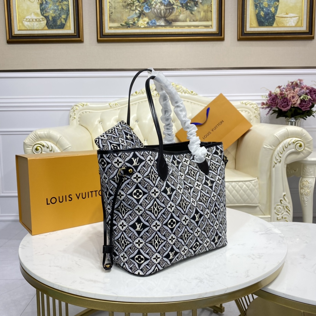 Louis Vuitton SINCE 1854 NEVERFULL MM Monogram Handbag M57230 Grey